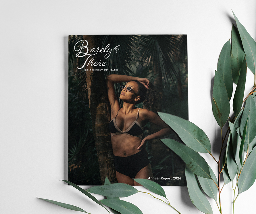 Annual report cover with female model