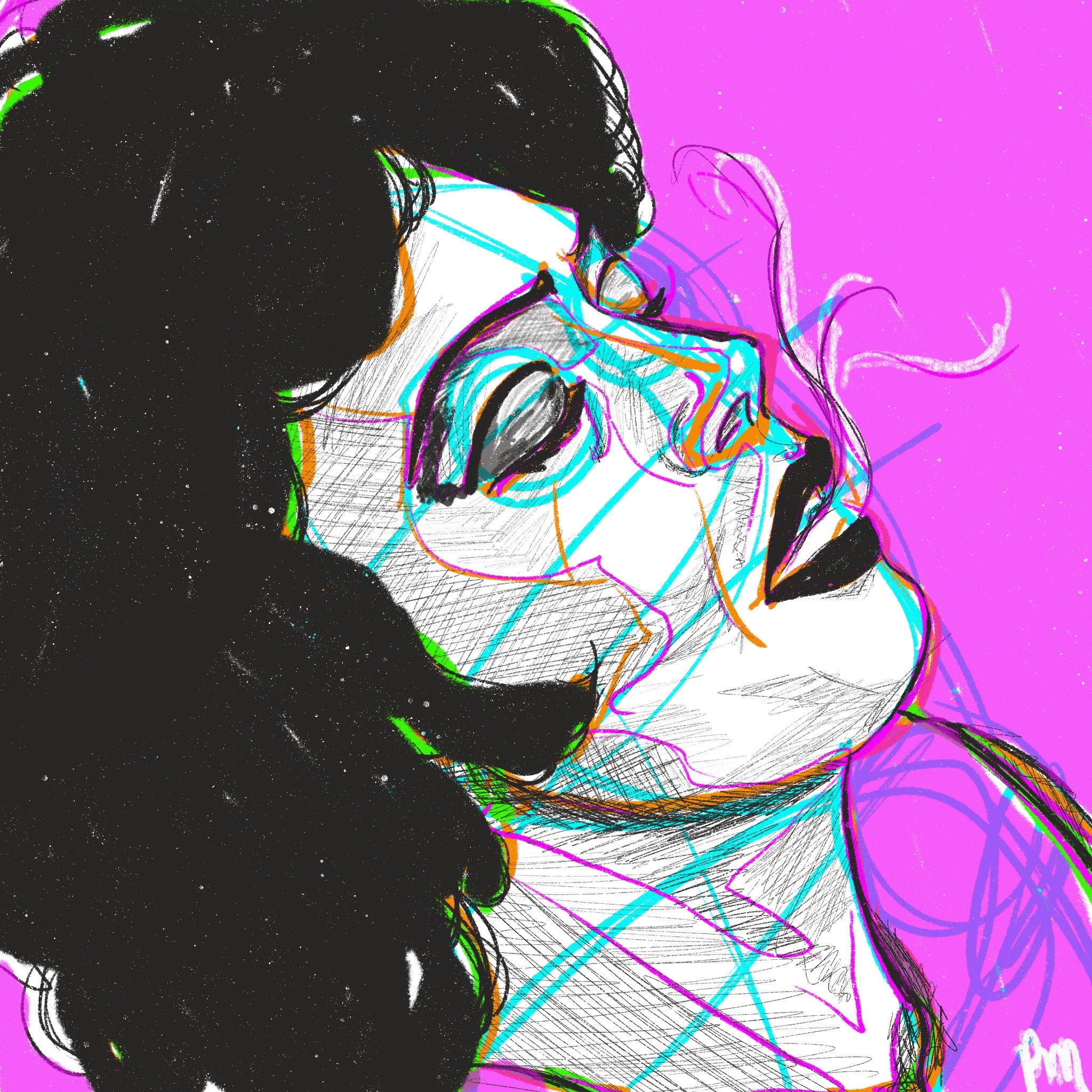 Digital Illustration based off of a photograph of Tim Curry from the set of Rocky Horror Pictureshow